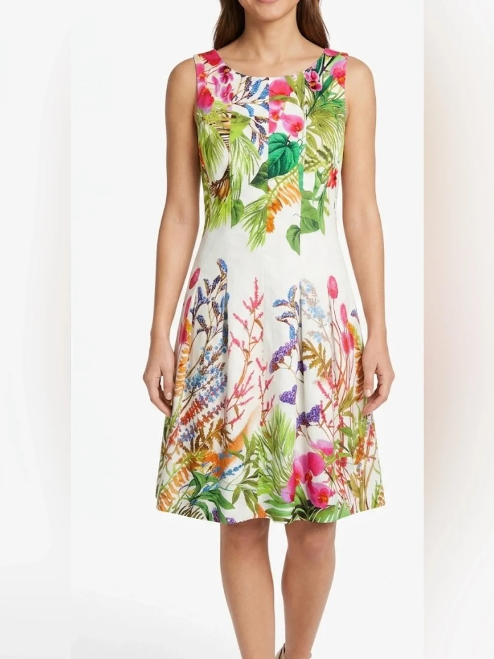 Zara Basic Tropical Floral Fit & Flare Mini Dress Size XS